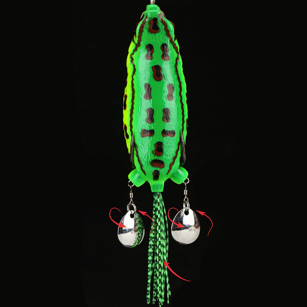 Silicone Giant Frogs Simulation Fishing Bait Strengthen Double Ring Sequins Colored Silk 9cm 25g Modified Casting Fishing Lure