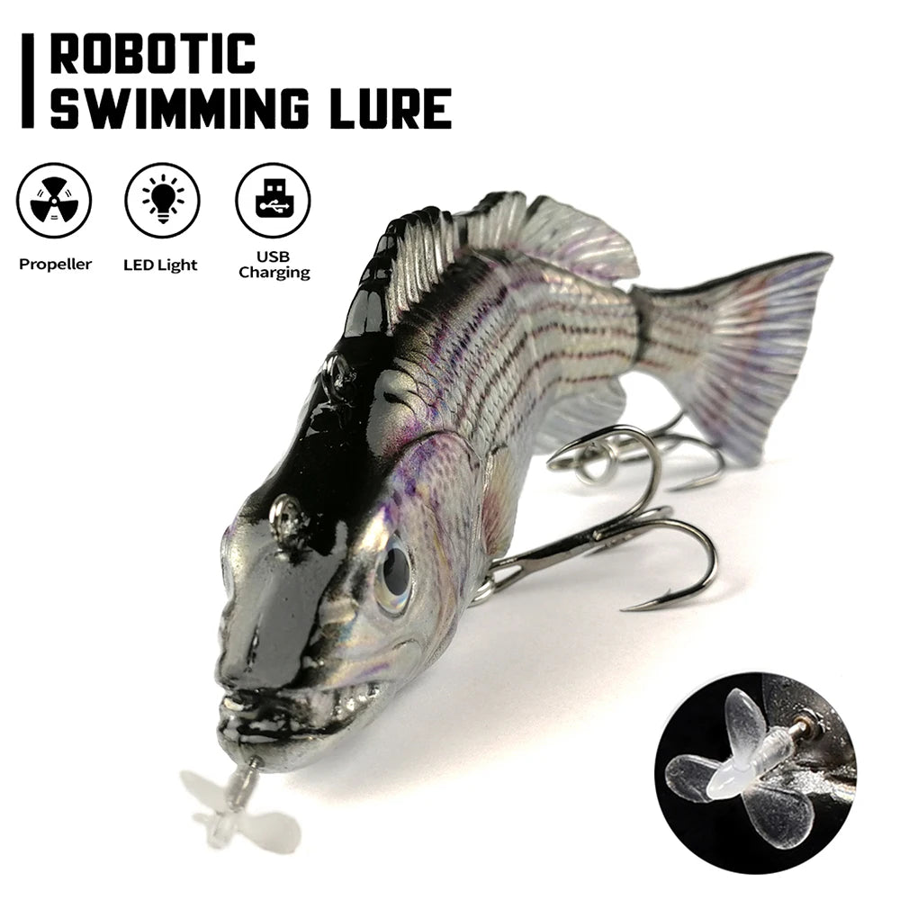 Robotic Fishing Sinking Minnow 130mm/35g 54g Auto Swimbait Electric Wobblers Bait USB Rechargeable LED Light Lure For Pike Bass