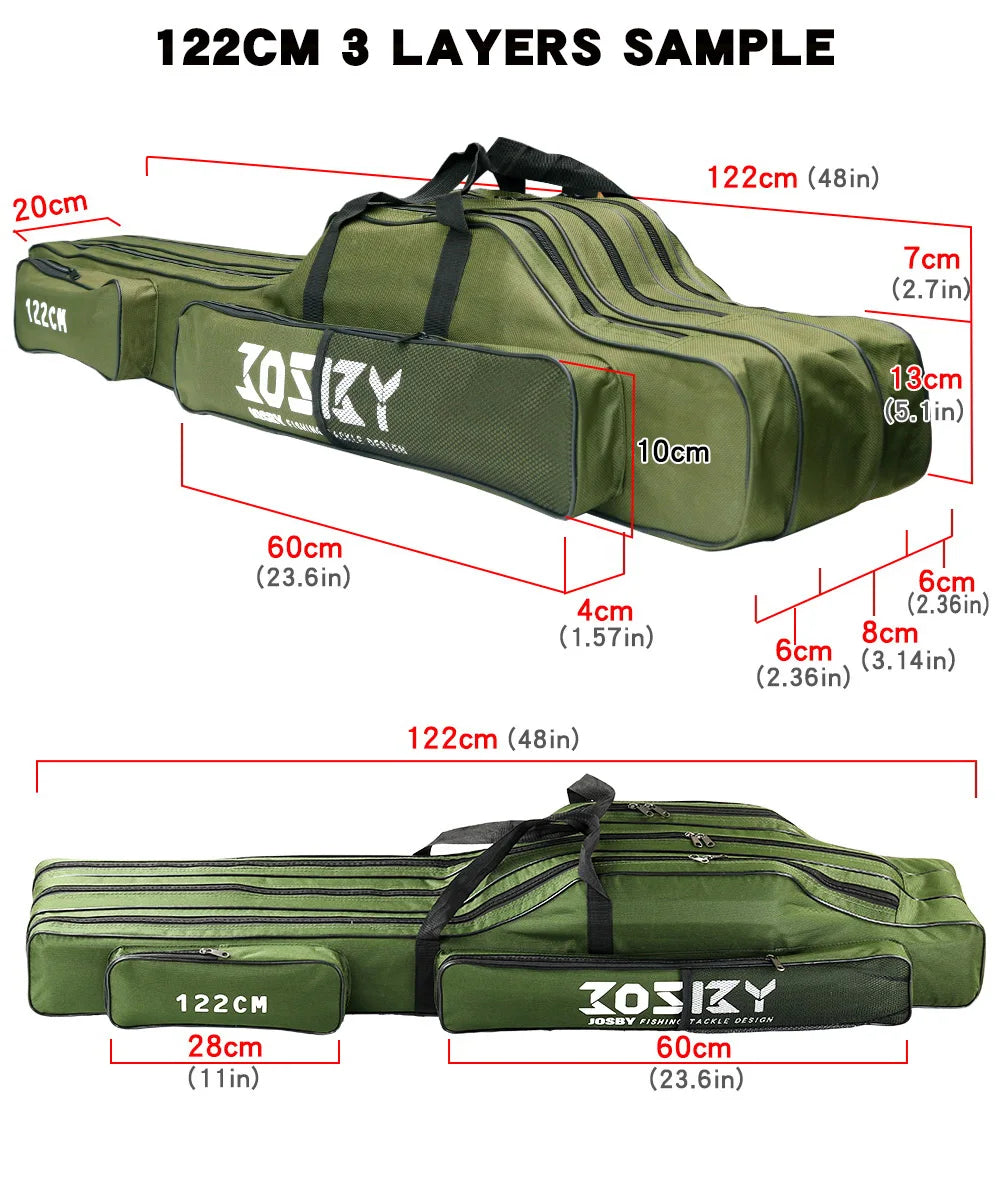 Portable Foldable Fishing Rod Carrier Fish Pole Reel Tools Storage Bag Case 122cm / 152cm / 182cm