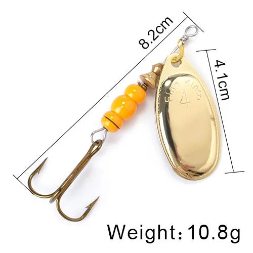 FISH KING Spinner Bait 3.9g 4.6g 7.4g 10.8g 15g Rotating Spinners Spoon Lures pike Metal With Treble Hooks Fishing Lure