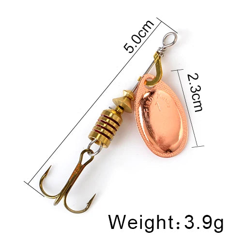 FISH KING Spinner Bait 3.9g 4.6g 7.4g 10.8g 15g Rotating Spinners Spoon Lures pike Metal With Treble Hooks Fishing Lure