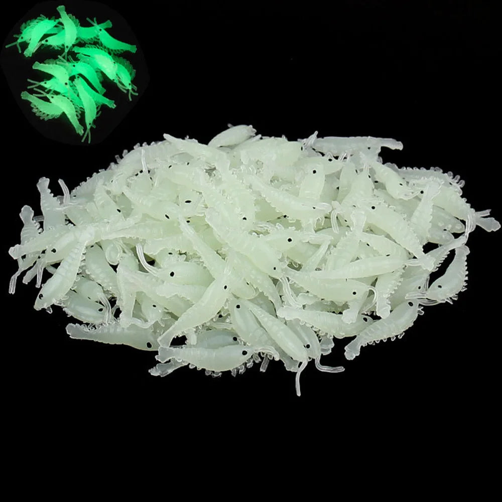 10-50pcs/lot Shrimp Bait Soft Silicone Fishing Lures 2.8cm/0.3g Luminous Glow Freshwater Worm New Pattern Pesca Fishing Tackle