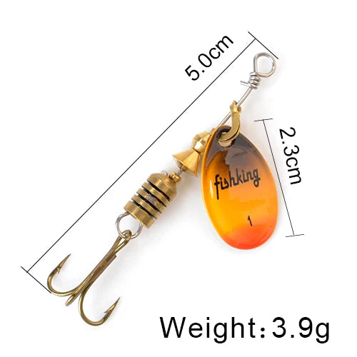 FISH KING Spinner Bait 3.9g 4.6g 7.4g 10.8g 15g Rotating Spinners Spoon Lures pike Metal With Treble Hooks Fishing Lure