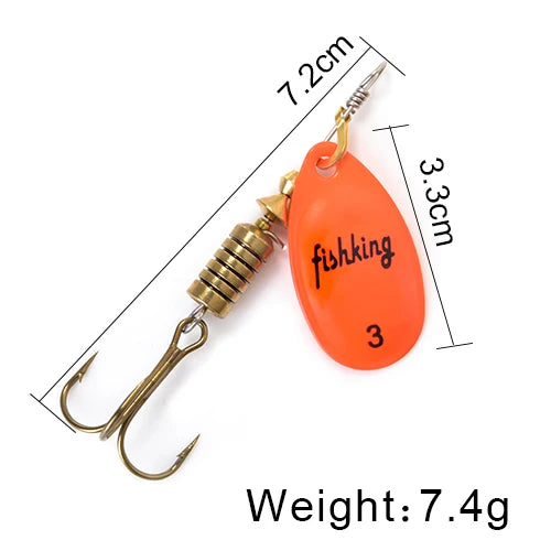 FISH KING Spinner Bait 3.9g 4.6g 7.4g 10.8g 15g Rotating Spinners Spoon Lures pike Metal With Treble Hooks Fishing Lure