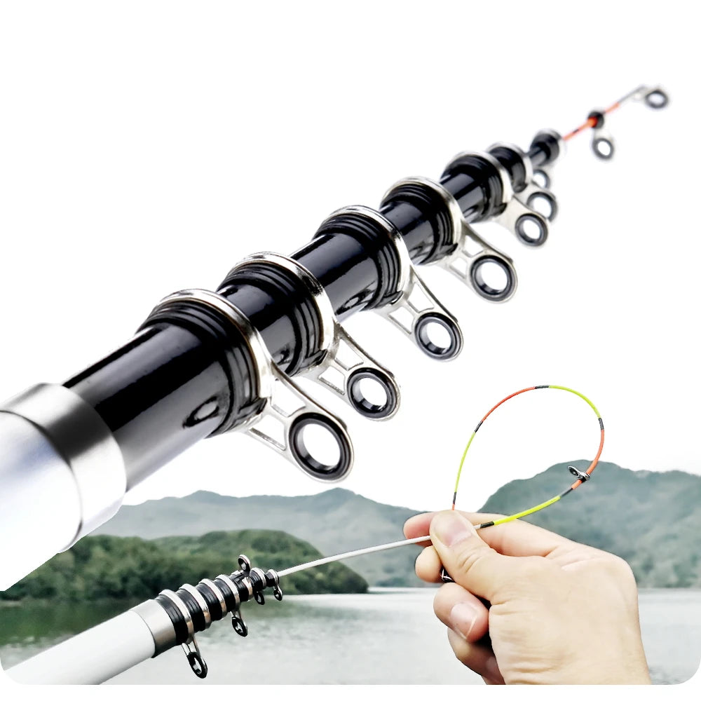 JOSBY Spinning Rod Rock Fishing Carbon Fiber Mini Telescopic Portable 1.5/1.8/2.1/2.4/2.7/3.0M