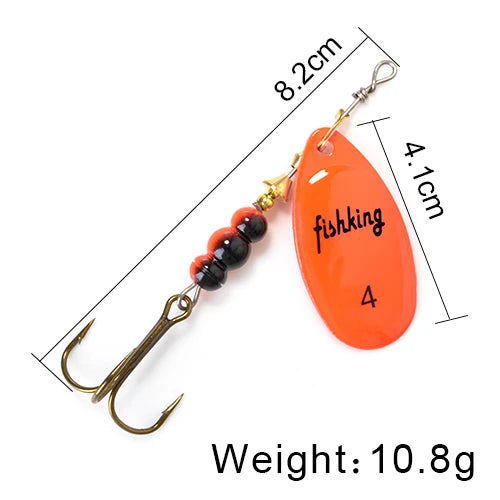 FISH KING Spinner Bait 3.9g 4.6g 7.4g 10.8g 15g Rotating Spinners Spoon Lures pike Metal With Treble Hooks Fishing Lure