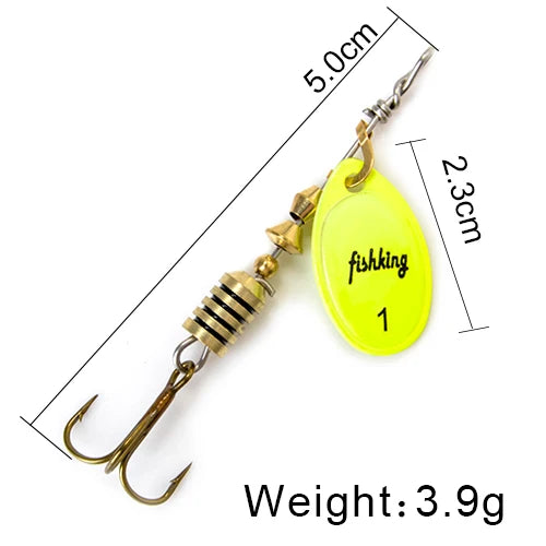 FISH KING Spinner Bait 3.9g 4.6g 7.4g 10.8g 15g Rotating Spinners Spoon Lures pike Metal With Treble Hooks Fishing Lure