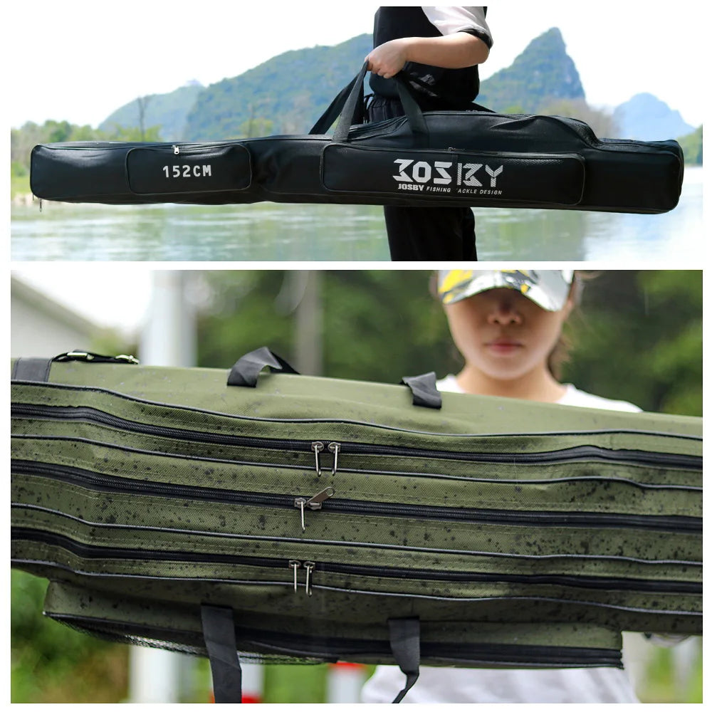 Portable Foldable Fishing Rod Carrier Fish Pole Reel Tools Storage Bag Case 122cm / 152cm / 182cm