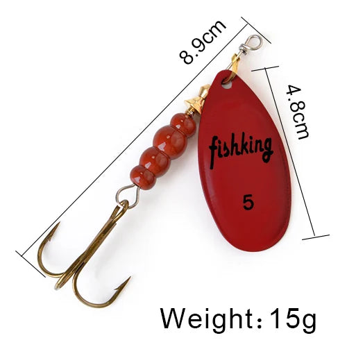 FISH KING Spinner Bait 3.9g 4.6g 7.4g 10.8g 15g Rotating Spinners Spoon Lures pike Metal With Treble Hooks Fishing Lure