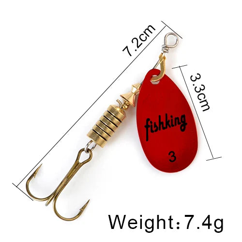 FISH KING Spinner Bait 3.9g 4.6g 7.4g 10.8g 15g Rotating Spinners Spoon Lures pike Metal With Treble Hooks Fishing Lure