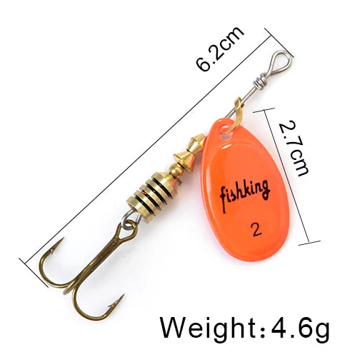 FISH KING Spinner Bait 3.9g 4.6g 7.4g 10.8g 15g Rotating Spinners Spoon Lures pike Metal With Treble Hooks Fishing Lure