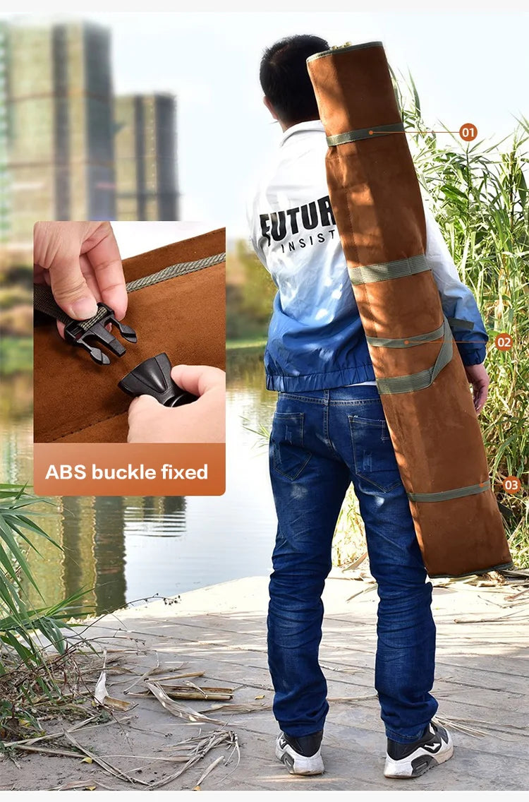 120cm 130cm 150cm Canvas Fishing Bag Waterproof Fishing Rod Umbrella Tackle Gear Storage Case Portable Roll Up Shoulder Bags