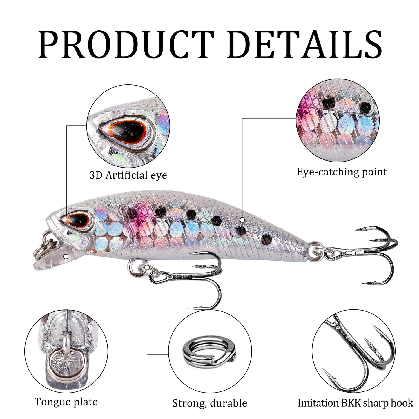 1pcs Mini Minnow Fishing Lures Wobblers 4.5cm 3.5g Sinking Artificial Plastic Hard Bait Crankbait Jerkbait Pesca Bass Tackle