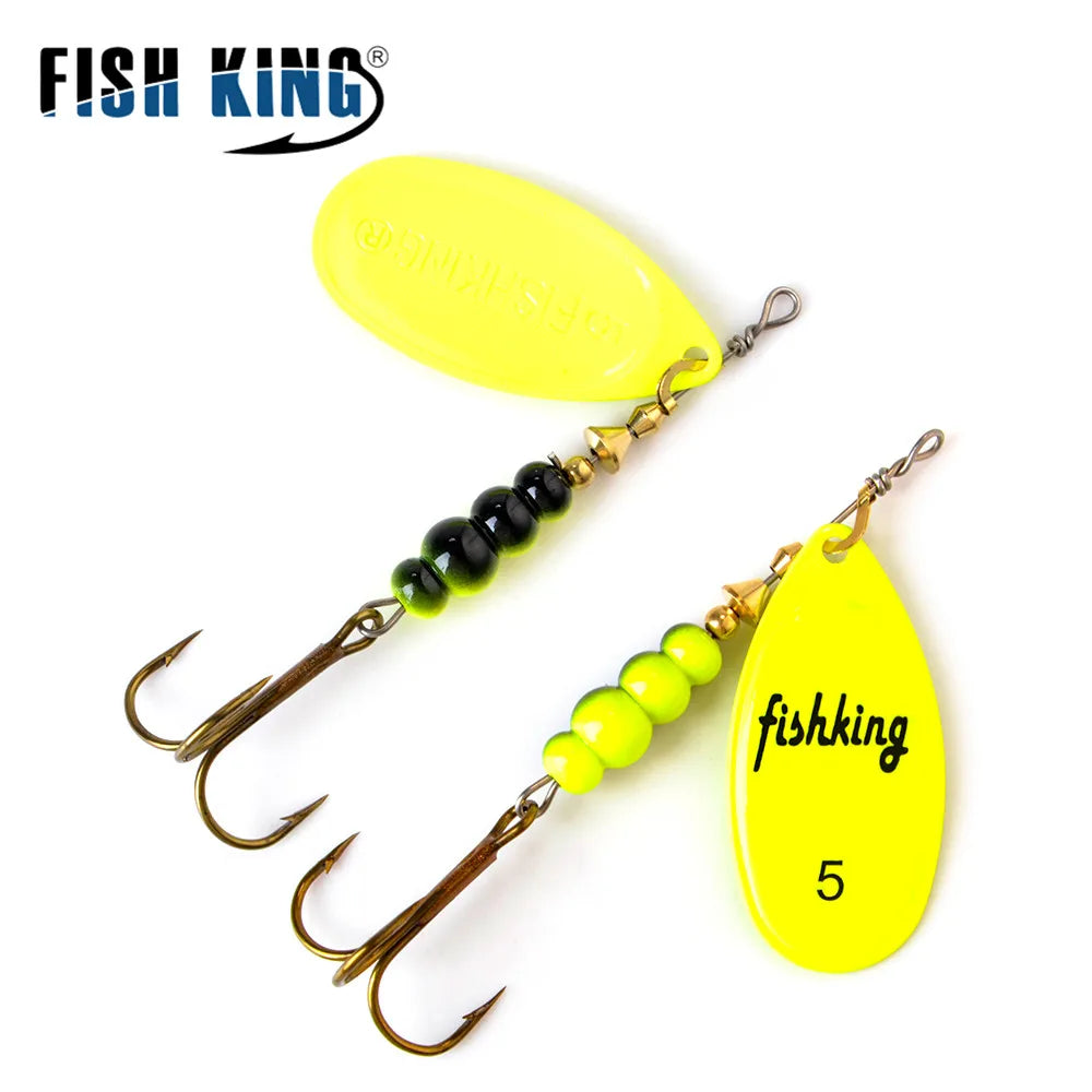 FISH KING Spinner Bait 3.9g 4.6g 7.4g 10.8g 15g Rotating Spinners Spoon Lures pike Metal With Treble Hooks Fishing Lure