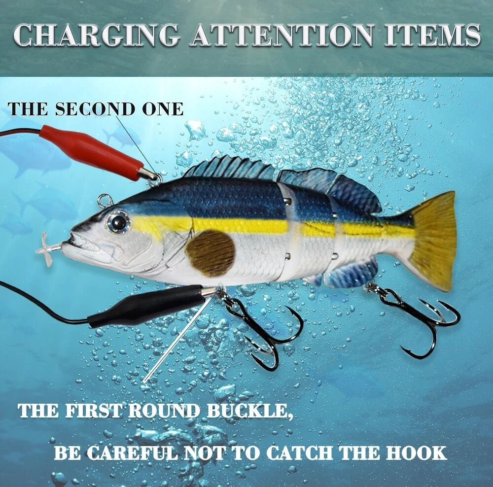 New 13CM Robotic Fishing Lure Electric Auto Swimming Bait 4-Segment Wobbler Outdoor Sport Swimbait USB Rechargeable Accessories