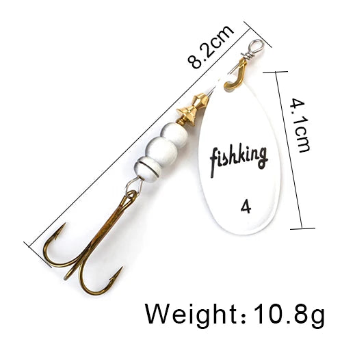 FISH KING Spinner Bait 3.9g 4.6g 7.4g 10.8g 15g Rotating Spinners Spoon Lures pike Metal With Treble Hooks Fishing Lure