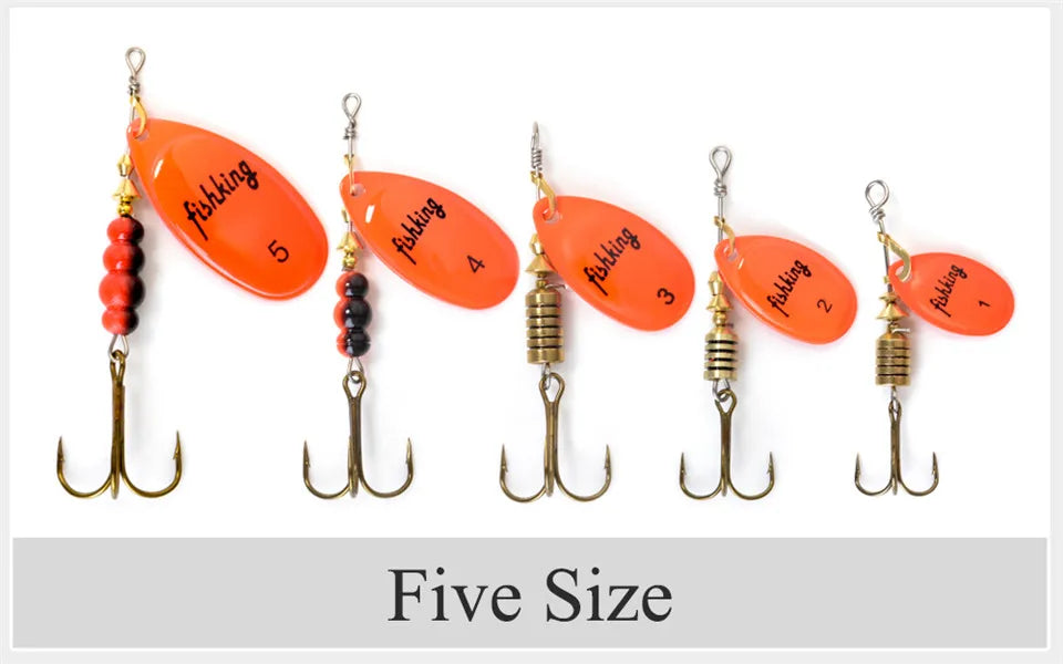 FISH KING Spinner Bait 3.9g 4.6g 7.4g 10.8g 15g Rotating Spinners Spoon Lures pike Metal With Treble Hooks Fishing Lure