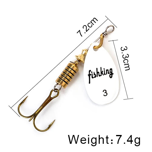 FISH KING Spinner Bait 3.9g 4.6g 7.4g 10.8g 15g Rotating Spinners Spoon Lures pike Metal With Treble Hooks Fishing Lure