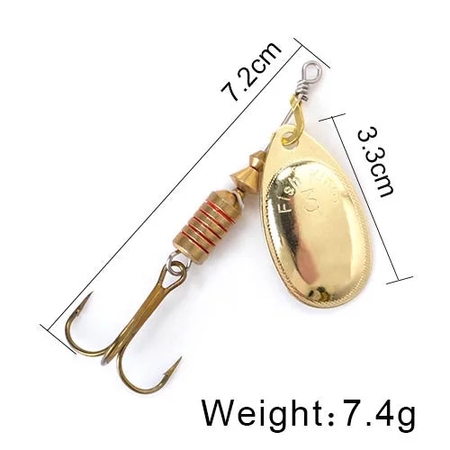 FISH KING Spinner Bait 3.9g 4.6g 7.4g 10.8g 15g Rotating Spinners Spoon Lures pike Metal With Treble Hooks Fishing Lure