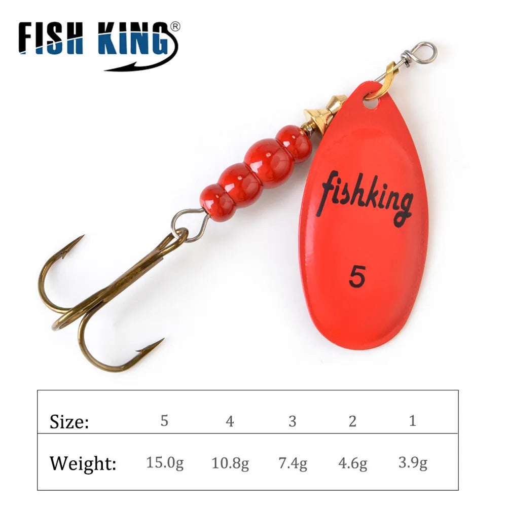 FISH KING Spinner Bait 3.9g 4.6g 7.4g 10.8g 15g Rotating Spinners Spoon Lures pike Metal With Treble Hooks Fishing Lure