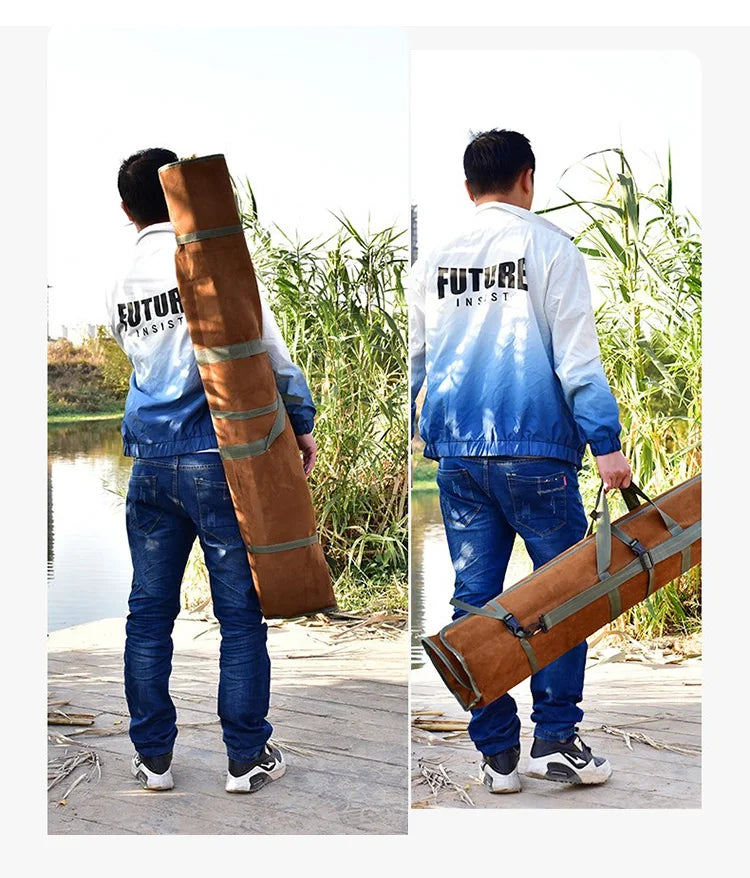 120cm 130cm 150cm Canvas Fishing Bag Waterproof Fishing Rod Umbrella Tackle Gear Storage Case Portable Roll Up Shoulder Bags