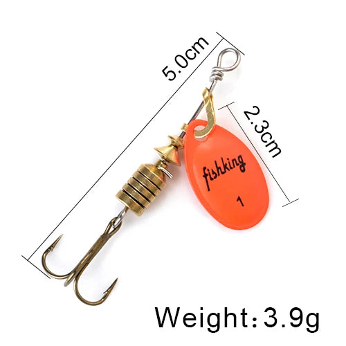 FISH KING Spinner Bait 3.9g 4.6g 7.4g 10.8g 15g Rotating Spinners Spoon Lures pike Metal With Treble Hooks Fishing Lure