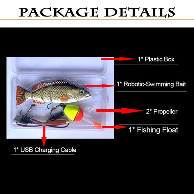 New 13CM Robotic Fishing Lure Electric Auto Swimming Bait 4-Segment Wobbler Outdoor Sport Swimbait USB Rechargeable Accessories