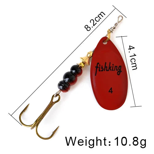 FISH KING Spinner Bait 3.9g 4.6g 7.4g 10.8g 15g Rotating Spinners Spoon Lures pike Metal With Treble Hooks Fishing Lure