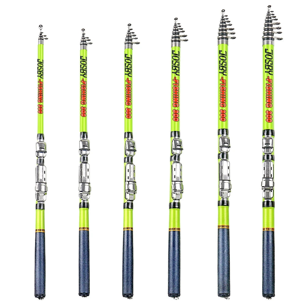 JOSBY Spinning Rod Rock Fishing Carbon Fiber Mini Telescopic Portable 1.5/1.8/2.1/2.4/2.7/3.0M