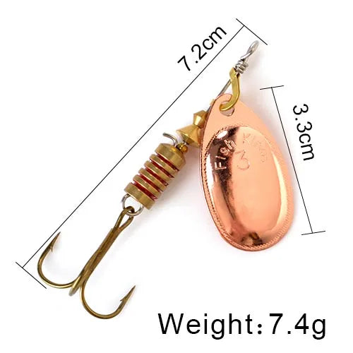 FISH KING Spinner Bait 3.9g 4.6g 7.4g 10.8g 15g Rotating Spinners Spoon Lures pike Metal With Treble Hooks Fishing Lure