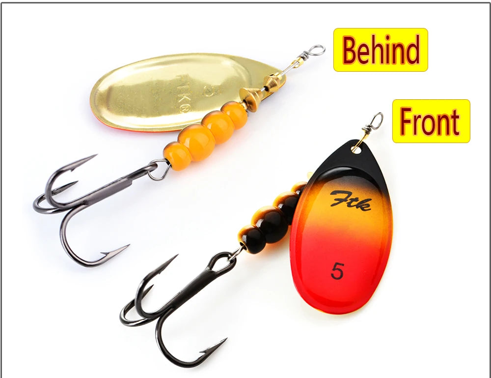 FTK 1PC Spinner Bait 3.2g 4.3g 6.1g 9.6g 13.6g Spinner Bait Spoon Fishing Bass Lure With Treble Hook Tackle High Quality