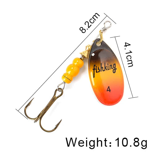 FISH KING Spinner Bait 3.9g 4.6g 7.4g 10.8g 15g Rotating Spinners Spoon Lures pike Metal With Treble Hooks Fishing Lure