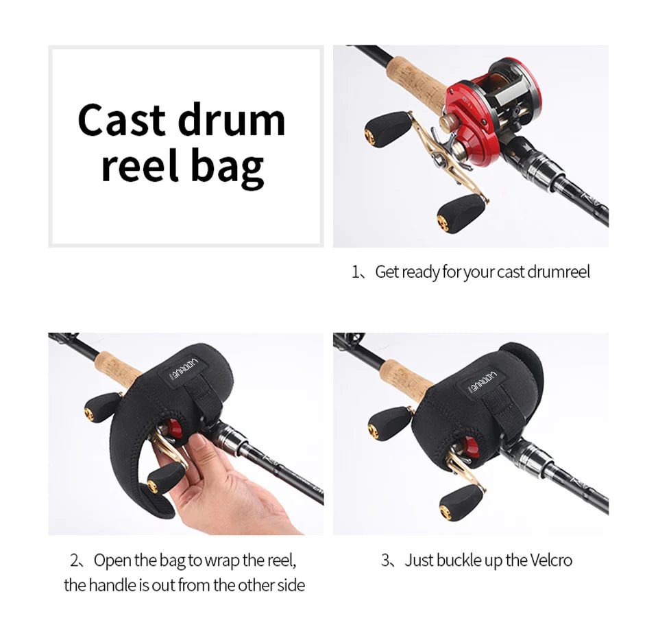 LINNHUE Portable Fishing Reel Bag Pouch Bag Waterproof Protective Case Cover For Spinning Reel Baitcasting Reel Drum Storage Bag