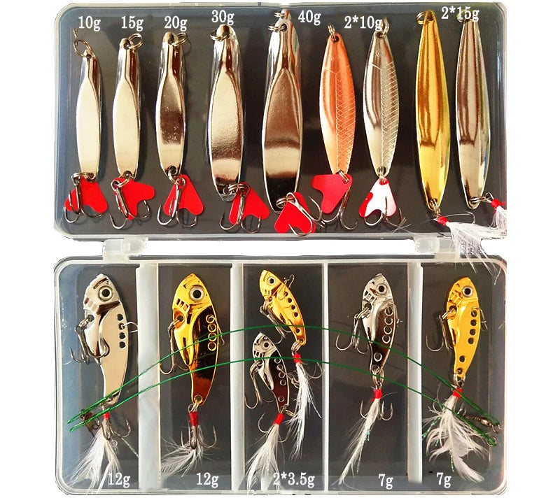 Hot Brilliant Metal Jig Spoon Fishing Lure Set 10/20/25/35pcs Wobblers Kit Pike Spoon Bait Fishing Tackle Pesca Isca Artificial