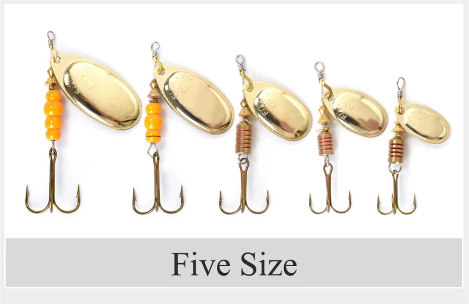 FISH KING Spinner Bait 3.9g 4.6g 7.4g 10.8g 15g Rotating Spinners Spoon Lures pike Metal With Treble Hooks Fishing Lure