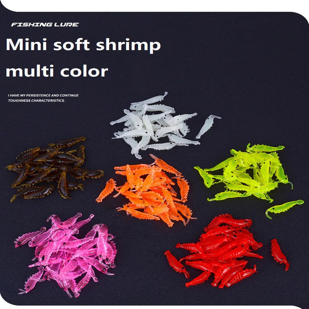 10-50pcs/lot Shrimp Bait Soft Silicone Fishing Lures 2.8cm/0.3g Luminous Glow Freshwater Worm New Pattern Pesca Fishing Tackle