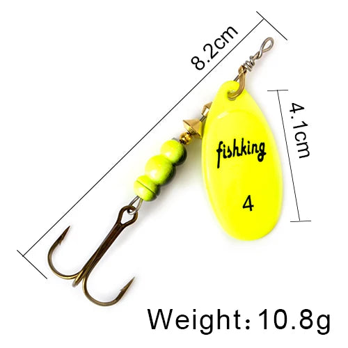 FISH KING Spinner Bait 3.9g 4.6g 7.4g 10.8g 15g Rotating Spinners Spoon Lures pike Metal With Treble Hooks Fishing Lure