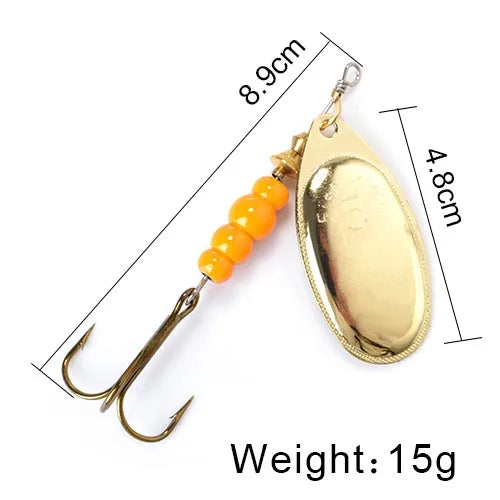 FISH KING Spinner Bait 3.9g 4.6g 7.4g 10.8g 15g Rotating Spinners Spoon Lures pike Metal With Treble Hooks Fishing Lure