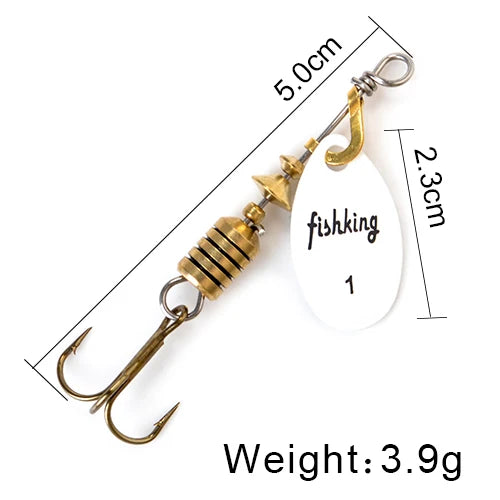 FISH KING Spinner Bait 3.9g 4.6g 7.4g 10.8g 15g Rotating Spinners Spoon Lures pike Metal With Treble Hooks Fishing Lure