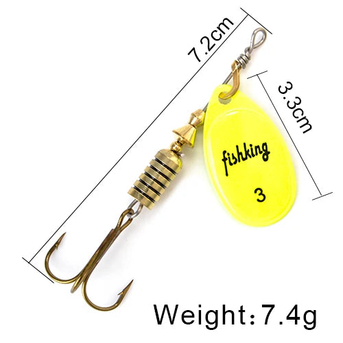 FISH KING Spinner Bait 3.9g 4.6g 7.4g 10.8g 15g Rotating Spinners Spoon Lures pike Metal With Treble Hooks Fishing Lure