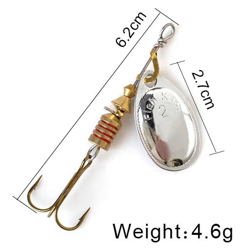 FISH KING Spinner Bait 3.9g 4.6g 7.4g 10.8g 15g Rotating Spinners Spoon Lures pike Metal With Treble Hooks Fishing Lure