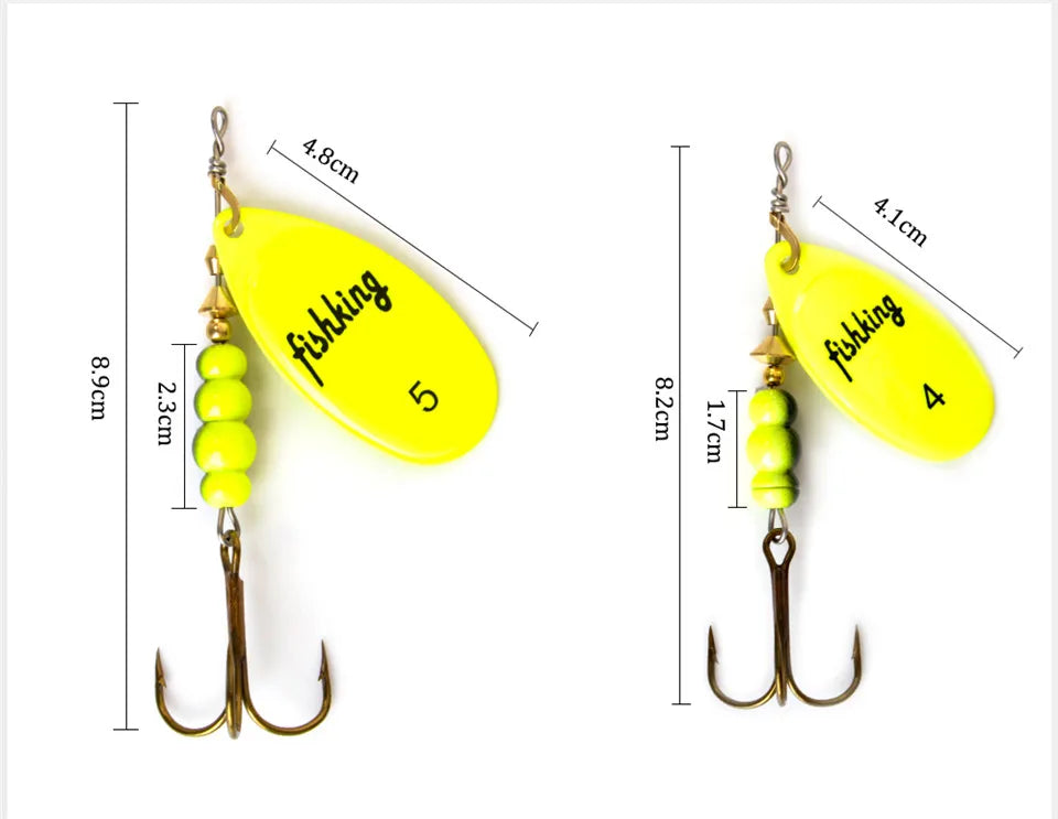 FISH KING Spinner Bait 3.9g 4.6g 7.4g 10.8g 15g Rotating Spinners Spoon Lures pike Metal With Treble Hooks Fishing Lure