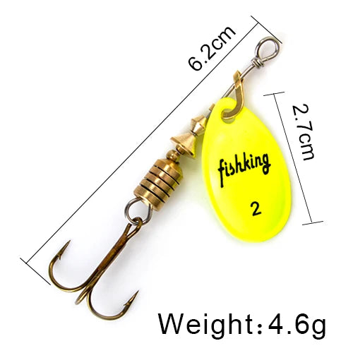 FISH KING Spinner Bait 3.9g 4.6g 7.4g 10.8g 15g Rotating Spinners Spoon Lures pike Metal With Treble Hooks Fishing Lure