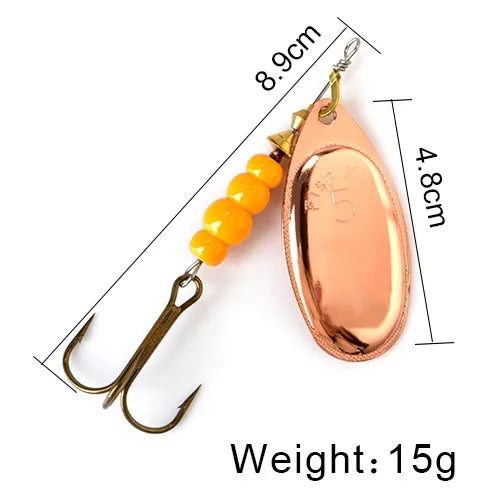 FISH KING Spinner Bait 3.9g 4.6g 7.4g 10.8g 15g Rotating Spinners Spoon Lures pike Metal With Treble Hooks Fishing Lure