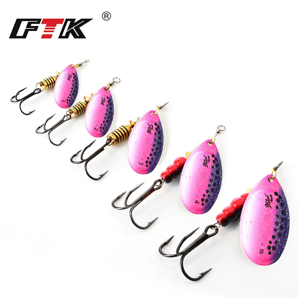 FTK 1PC Spinner Bait 3.2g 4.3g 6.1g 9.6g 13.6g Spinner Bait Spoon Fishing Bass Lure With Treble Hook Tackle High Quality