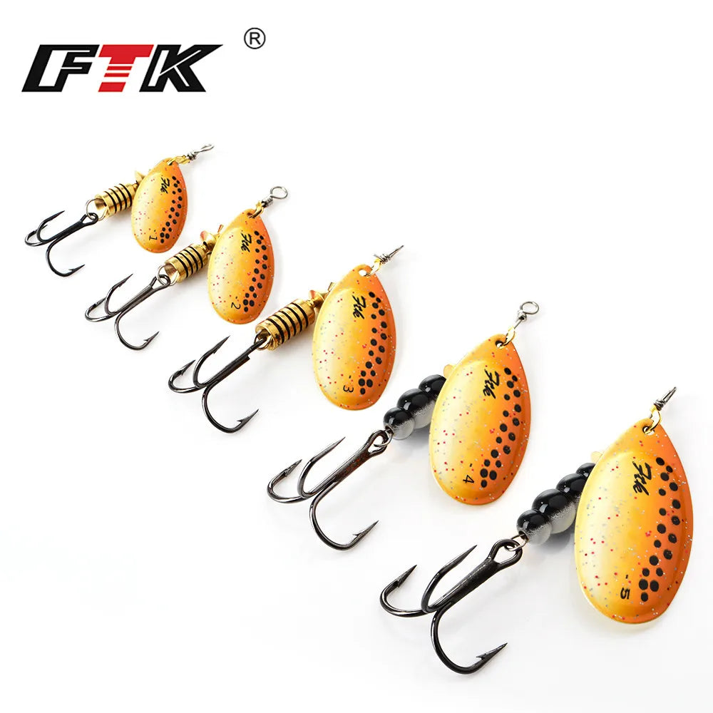 FTK 1PC Spinner Bait 3.2g 4.3g 6.1g 9.6g 13.6g Spinner Bait Spoon Fishing Bass Lure With Treble Hook Tackle High Quality