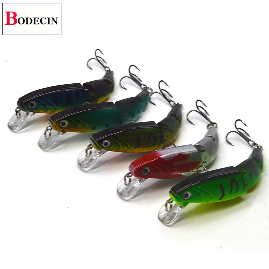 1PCS Sea Bass Hard Fishing Lure 3D Fish Jointed Wobblers Laser Minnow Pike Jerkbait Pesca Crankbaits Artificial Bait Saltwater