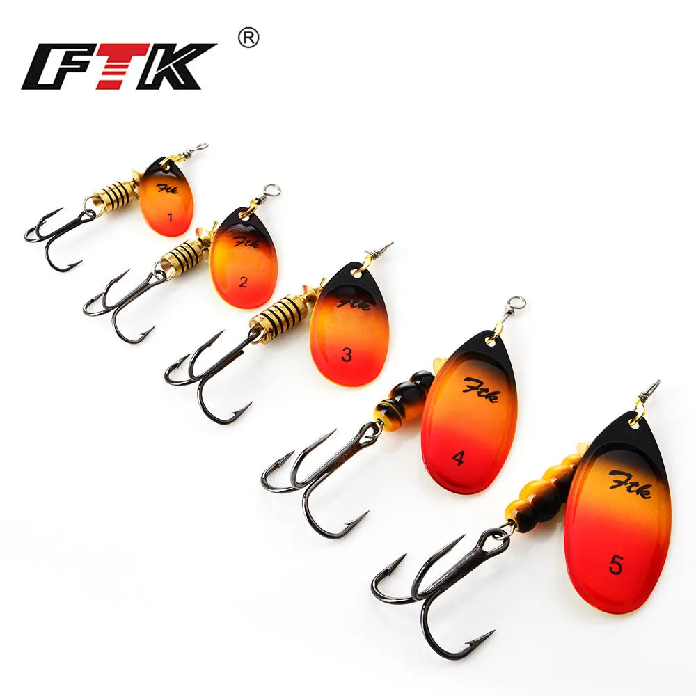 FTK 1PC Spinner Bait 3.2g 4.3g 6.1g 9.6g 13.6g Spinner Bait Spoon Fishing Bass Lure With Treble Hook Tackle High Quality