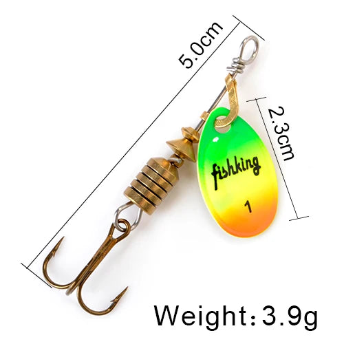 FISH KING Spinner Bait 3.9g 4.6g 7.4g 10.8g 15g Rotating Spinners Spoon Lures pike Metal With Treble Hooks Fishing Lure