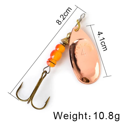 FISH KING Spinner Bait 3.9g 4.6g 7.4g 10.8g 15g Rotating Spinners Spoon Lures pike Metal With Treble Hooks Fishing Lure